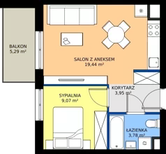2 pokoje, mieszkanie 36,24 m², piętro 3, oferta nr C4.3B56, Bemowo Vita etap V, Warszawa, Bemowo, Chrzanów, ul. Szeligowska 57	