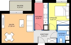 2 pokoje, mieszkanie 42,33 m², piętro 1, oferta nr C4.1B30, Bemowo Vita etap V, Warszawa, Bemowo, Chrzanów, ul. Szeligowska 57	