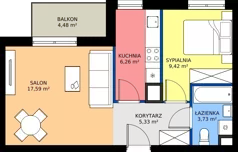 2 pokoje, mieszkanie 42,33 m², piętro 3, oferta nr C4.3B50, Bemowo Vita etap V, Warszawa, Bemowo, Chrzanów, ul. Szeligowska 57	