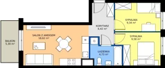 3 pokoje, mieszkanie 48,69 m², piętro 4, oferta nr C4.4B62, Bemowo Vita etap V, Warszawa, Bemowo, Chrzanów, ul. Szeligowska 57	
