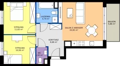 3 pokoje, mieszkanie 58,73 m², piętro 4, oferta nr C4.4B58, Bemowo Vita etap V, Warszawa, Bemowo, Chrzanów, ul. Szeligowska 57	