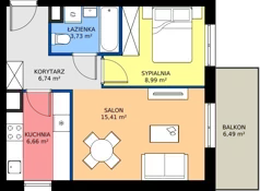 2 pokoje, mieszkanie 41,53 m², piętro 2, oferta nr C4.2A07, Bemowo Vita etap V, Warszawa, Bemowo, Chrzanów, ul. Szeligowska 57	