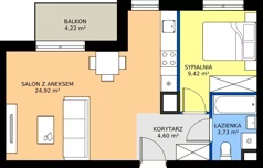 2 pokoje, mieszkanie 42,67 m², piętro 1, oferta nr C5.1B30, Bemowo Vita etap V, Warszawa, Bemowo, Chrzanów, ul. Szeligowska 57	
