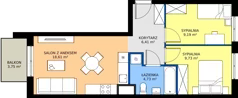 3 pokoje, mieszkanie 48,67 m², piętro 1, oferta nr C5.1B32, Bemowo Vita etap V, Warszawa, Bemowo, Chrzanów, ul. Szeligowska 57	