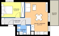 2 pokoje, mieszkanie 40,87 m², piętro 1, oferta nr C5.1A2, Bemowo Vita etap V, Warszawa, Bemowo, Chrzanów, ul. Szeligowska 57	