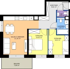 3 pokoje, mieszkanie 55,38 m², piętro 2, oferta nr B/41, Trzcinowa Vita II, Warszawa, Włochy, Nowe Włochy, ul. Trzcinowa 18