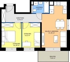 3 pokoje, mieszkanie 55,63 m², piętro 3, oferta nr B/44, Trzcinowa Vita II, Warszawa, Włochy, Nowe Włochy, ul. Trzcinowa 18