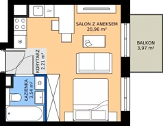 1 pokój, mieszkanie 26,71 m², piętro 2, oferta nr 18/104, Trzcinowa Vita I, Warszawa, Włochy, Nowe Włochy, ul. Trzcinowa 18