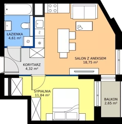 2 pokoje, mieszkanie 39,52 m², piętro 2, oferta nr 18A/007, Trzcinowa Vita I, Warszawa, Włochy, Nowe Włochy, ul. Trzcinowa 18