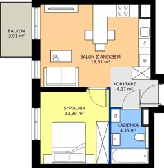 2 pokoje, mieszkanie 38,42 m², piętro 1, oferta nr 18A/043, Trzcinowa Vita I, Warszawa, Włochy, Nowe Włochy, ul. Trzcinowa 18