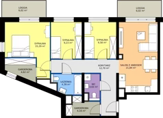 4 pokoje, mieszkanie 84,83 m², piętro 8, oferta nr A.8.6, Żywiecka Vita, Gdańsk, Wrzeszcz, Wrzeszcz Dolny, ul. Żywiecka 2C