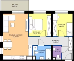 3 pokoje, mieszkanie 63,61 m², piętro 2, oferta nr A.2.7, Żywiecka Vita, Gdańsk, Wrzeszcz, Wrzeszcz Dolny, ul. Żywiecka 2C