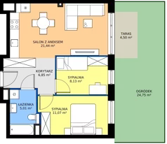3 pokoje, mieszkanie 52,50 m², piętro 1, oferta nr A.1.8, Żywiecka Vita, Gdańsk, Wrzeszcz, Wrzeszcz Dolny, ul. Żywiecka 2C