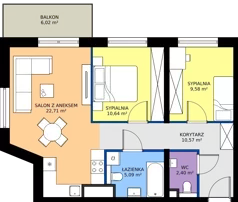 3 pokoje, mieszkanie 60,99 m², piętro 7, oferta nr A.7.7, Żywiecka Vita, Gdańsk, Wrzeszcz, Wrzeszcz Dolny, ul. Żywiecka 2C