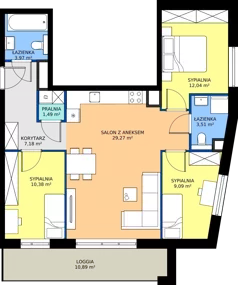 4 pokoje, mieszkanie 76,93 m², piętro 10, oferta nr A.10.1, Żywiecka Vita, Gdańsk, Wrzeszcz, Wrzeszcz Dolny, ul. Żywiecka 2C