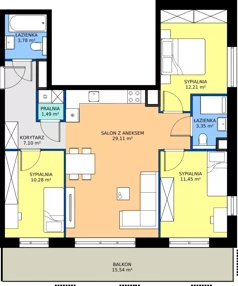 4 pokoje, mieszkanie 78,77 m², piętro 3, oferta nr A.3.1, Żywiecka Vita, Gdańsk, Wrzeszcz, Wrzeszcz Dolny, ul. Żywiecka 2C