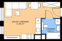 1 pokój, mieszkanie 26,52 m², piętro 1, oferta nr A.1.4, Żywiecka Vita, Gdańsk, Wrzeszcz, Wrzeszcz Dolny, ul. Żywiecka 2C