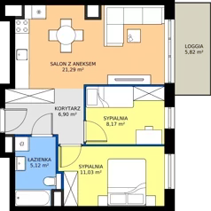 3 pokoje, mieszkanie 52,51 m², piętro 10, oferta nr A.10.5, Żywiecka Vita, Gdańsk, Wrzeszcz, Wrzeszcz Dolny, ul. Żywiecka 2C