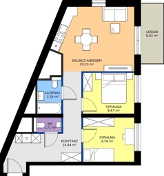 3 pokoje, mieszkanie 58,37 m², piętro 10, oferta nr A.10.4, Żywiecka Vita, Gdańsk, Wrzeszcz, Wrzeszcz Dolny, ul. Żywiecka 2C