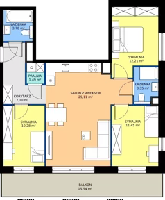 4 pokoje, mieszkanie 78,77 m², piętro 2, oferta nr A.2.1, Żywiecka Vita, Gdańsk, Wrzeszcz, Wrzeszcz Dolny, ul. Żywiecka 2C
