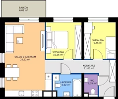 3 pokoje, mieszkanie 63,61 m², piętro 3, oferta nr A.3.7, Żywiecka Vita, Gdańsk, Wrzeszcz, Wrzeszcz Dolny, ul. Żywiecka 2C