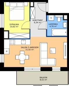 2 pokoje, mieszkanie 43,64 m², piętro 8, oferta nr B.8.4, Żywiecka Vita, Gdańsk, Wrzeszcz, Wrzeszcz Dolny, ul. Żywiecka 2C