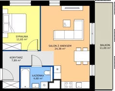 2 pokoje, mieszkanie 48,60 m², piętro 1, oferta nr B.1.2, Żywiecka Vita, Gdańsk, Wrzeszcz, Wrzeszcz Dolny, ul. Żywiecka 2C