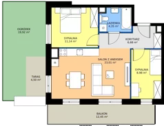 3 pokoje, mieszkanie 54,16 m², piętro 1, oferta nr B.1.5, Żywiecka Vita, Gdańsk, Wrzeszcz, Wrzeszcz Dolny, ul. Żywiecka 2C