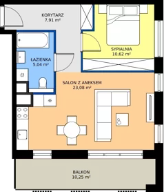 2 pokoje, mieszkanie 46,65 m², piętro 10, oferta nr B.10.3, Żywiecka Vita, Gdańsk, Wrzeszcz, Wrzeszcz Dolny, ul. Żywiecka 2C