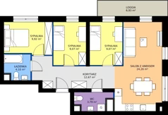 4 pokoje, mieszkanie 72,88 m², piętro 1, oferta nr 2.1.M03, Morska Vita II, Gdynia, Leszczynki, Leszczynki, ul. Działdowska 3A