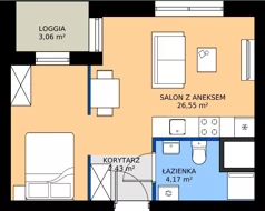 1 pokój, mieszkanie 33,15 m², piętro 4, oferta nr 2.4.M10, Morska Vita II, Gdynia, Leszczynki, Leszczynki, ul. Działdowska 3A