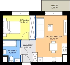 2 pokoje, mieszkanie 37,70 m², piętro 1, oferta nr 2.1.M02, Morska Vita II, Gdynia, Leszczynki, Leszczynki, ul. Działdowska 3A