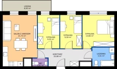 4 pokoje, mieszkanie 71,73 m², piętro 14, oferta nr 2.14.M04, Morska Vita II, Gdynia, Leszczynki, Leszczynki, ul. Działdowska 3A