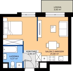 1 pokój, mieszkanie 33,12 m², piętro 2, oferta nr 2.2.M12, Morska Vita II, Gdynia, Leszczynki, Leszczynki, ul. Działdowska 3A