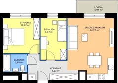3 pokoje, mieszkanie 58,32 m², piętro 1, oferta nr 2.1.M05, Morska Vita II, Gdynia, Leszczynki, Leszczynki, ul. Działdowska 3A