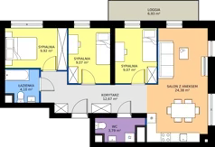 4 pokoje, mieszkanie 73,00 m², piętro 2, oferta nr 2.2.M03, Morska Vita II, Gdynia, Leszczynki, Leszczynki, ul. Działdowska 3A