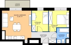 3 pokoje, mieszkanie 51,29 m², piętro 1, oferta nr 2.1.M01, Morska Vita II, Gdynia, Leszczynki, Leszczynki, ul. Działdowska 3A