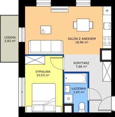 2 pokoje, mieszkanie 40,58 m², piętro 2, oferta nr 2.2.M09, Morska Vita II, Gdynia, Leszczynki, Leszczynki, ul. Działdowska 3A