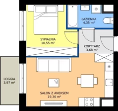 2 pokoje, mieszkanie 37,94 m², piętro 1, oferta nr 2.1.M06, Morska Vita II, Gdynia, Leszczynki, Leszczynki, ul. Działdowska 3A