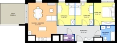 4 pokoje, mieszkanie 73,30 m², piętro 17, oferta nr 2.17.M02, Morska Vita II, Gdynia, Leszczynki, Leszczynki, ul. Działdowska 3A
