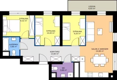 4 pokoje, mieszkanie 74,14 m², piętro 11, oferta nr 2.11.M03, Morska Vita II, Gdynia, Leszczynki, Leszczynki, ul. Działdowska 3A