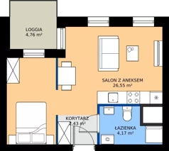 1 pokój, mieszkanie 33,15 m², piętro 7, oferta nr 2.7.M10, Morska Vita II, Gdynia, Leszczynki, Leszczynki, ul. Działdowska 3A