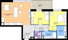 3 pokoje, mieszkanie 79,75 m², piętro 1, oferta nr B/1/3, Kopernika 71, Gdynia, Redłowo, ul. Mikołaja Kopernika