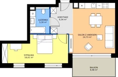 2 pokoje, mieszkanie 54,38 m², piętro 1, oferta nr B/1/5, Kopernika 71, Gdynia, Redłowo, ul. Mikołaja Kopernika
