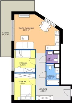 3 pokoje, mieszkanie 61,71 m², piętro 1, oferta nr AA0103, Pilczycka Vita, Wrocław, Pilczyce-Kozanów-Popowice Północne, Pilczyce, ul. Pilczycka 195