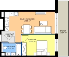 2 pokoje, mieszkanie 38,81 m², piętro 3, oferta nr AA0301, Pilczycka Vita, Wrocław, Pilczyce-Kozanów-Popowice Północne, Pilczyce, ul. Pilczycka 195