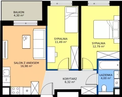 3 pokoje, mieszkanie 51,58 m², piętro 1, oferta nr AB0108, Pilczycka Vita, Wrocław, Pilczyce-Kozanów-Popowice Północne, Pilczyce, ul. Pilczycka 195