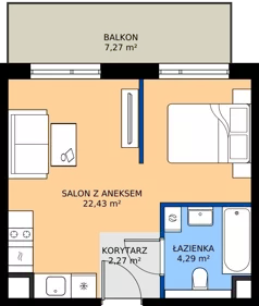 1 pokój, mieszkanie 28,99 m², piętro 1, oferta nr AA0106, Pilczycka Vita, Wrocław, Pilczyce-Kozanów-Popowice Północne, Pilczyce, ul. Pilczycka 195