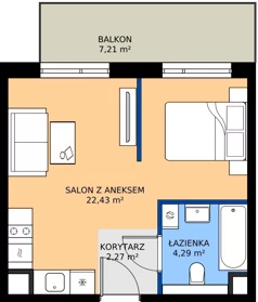 1 pokój, mieszkanie 28,99 m², piętro 2, oferta nr AA0205, Pilczycka Vita, Wrocław, Pilczyce-Kozanów-Popowice Północne, Pilczyce, ul. Pilczycka 195