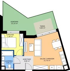 2 pokoje, mieszkanie 37,71 m², parter, oferta nr AA0003, Pilczycka Vita, Wrocław, Pilczyce-Kozanów-Popowice Północne, Pilczyce, ul. Pilczycka 195